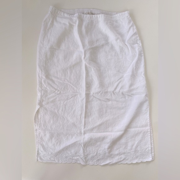 Studio Works Dresses & Skirts - Studio West Women's Cream Ivory White 100% LINEN Embroidered Skirt Size LARGE